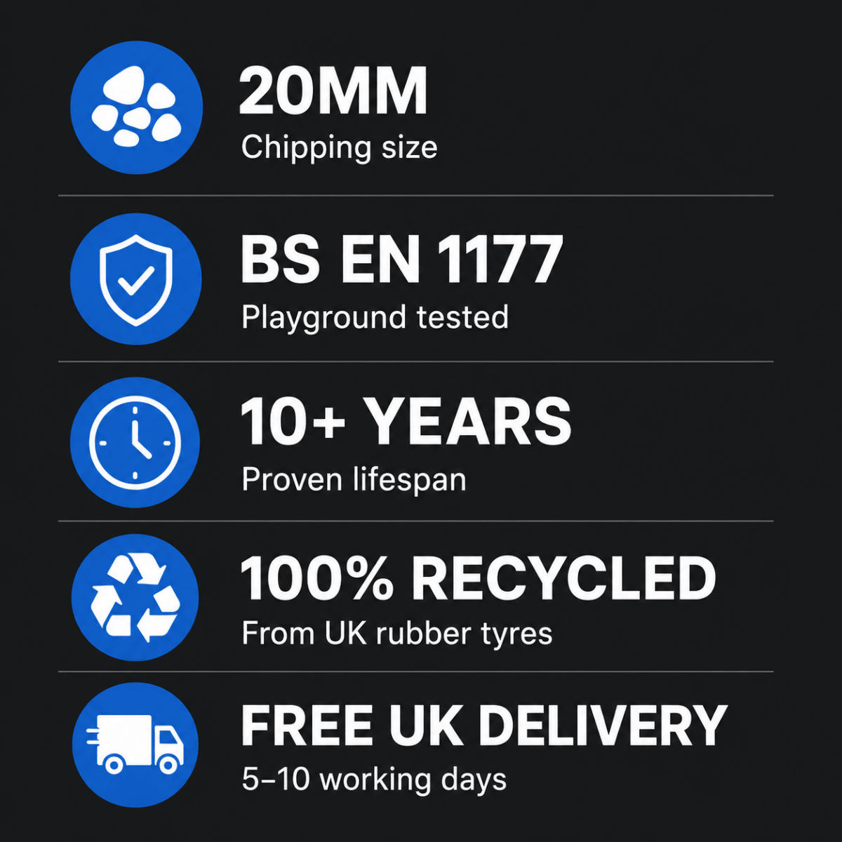 20mm Coloured Playground Rubber Chippings – Rubber Mulch & Play Bark - Rackerman