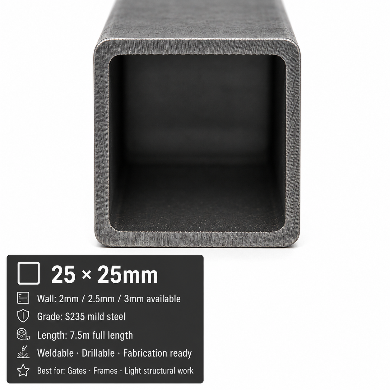 Mild Steel Box Section 3m - S235 Square Hollow Section