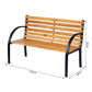2 Seater Metal Garden Bench with a  Wooden Slatted Seat