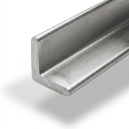 Stainless steel equal angle cut end showing equal legs