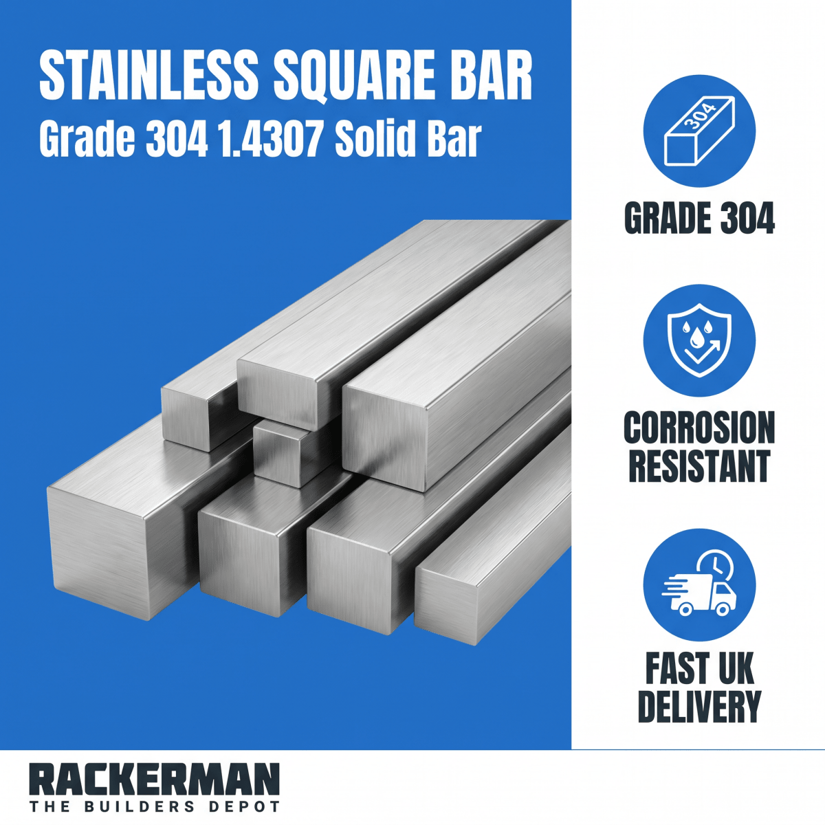 Bundle of 304 stainless steel square bar 3m lengths