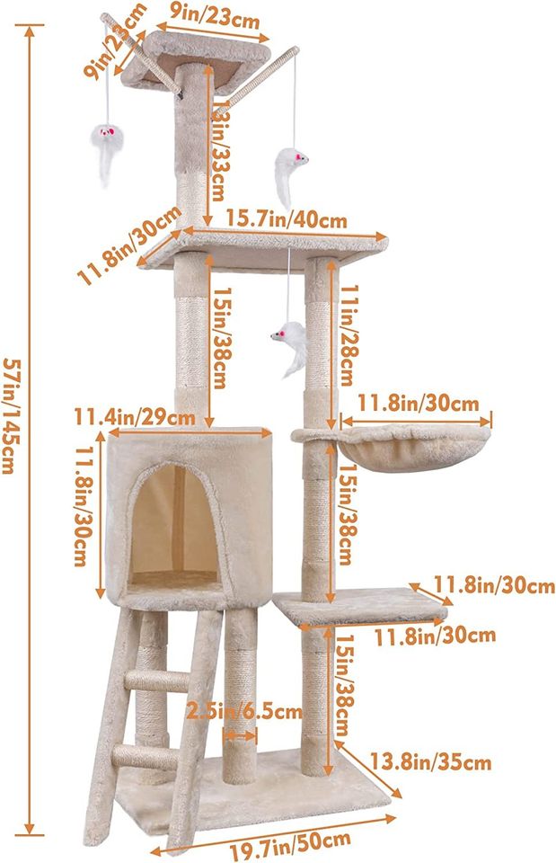 145cm Cat Tree Scratch Tower