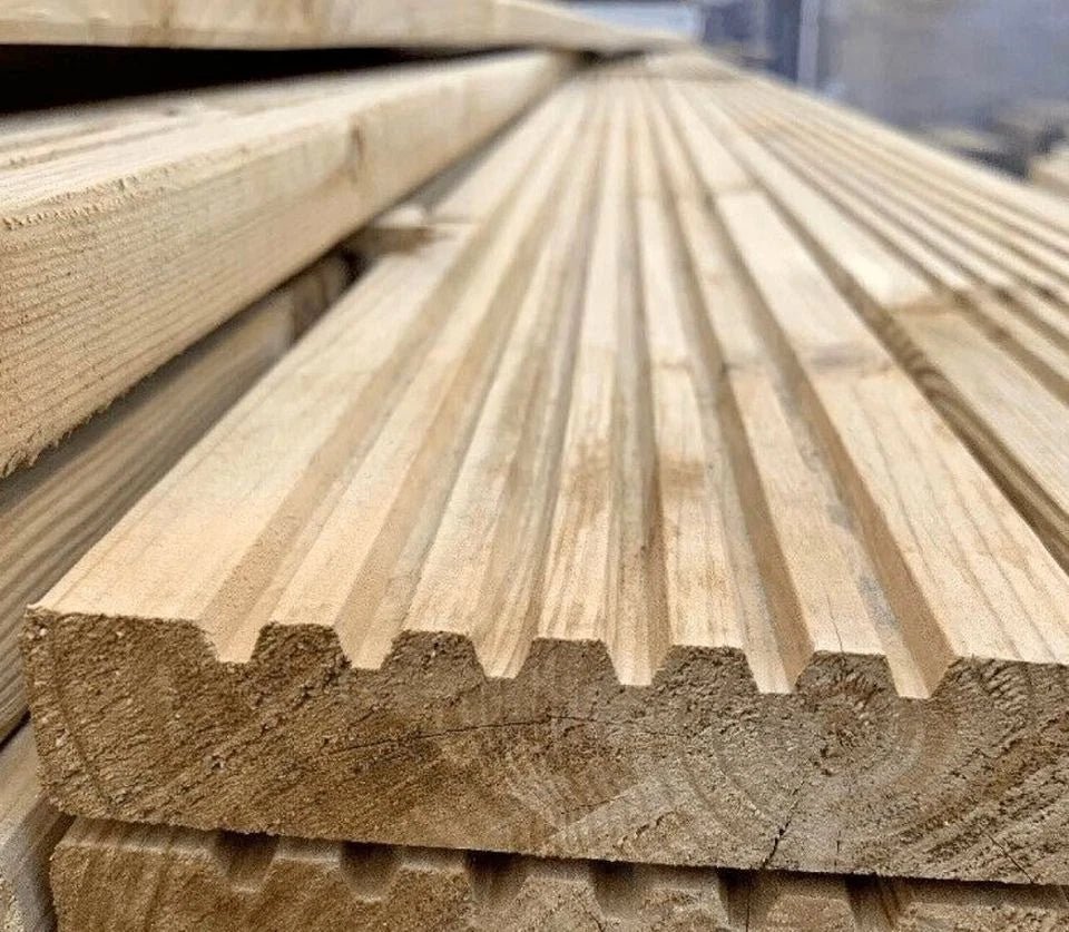 32mm Grooved Reversible Decking Boards - Pressure Treated Softwood - Rackerman