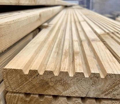 32mm Grooved Reversible Decking Boards - Pressure Treated Softwood - Rackerman