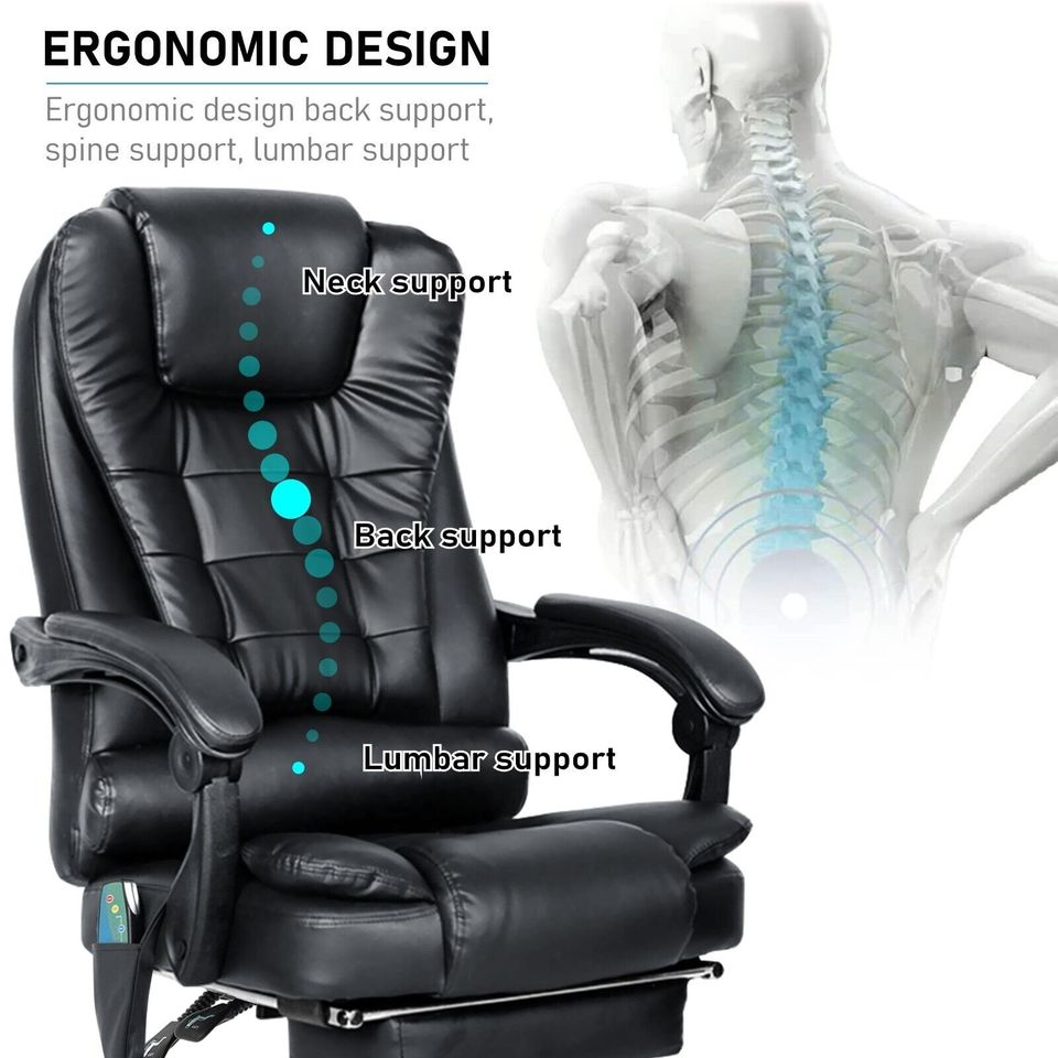 8-Point Ergonomic Massage Office Recliner Chair