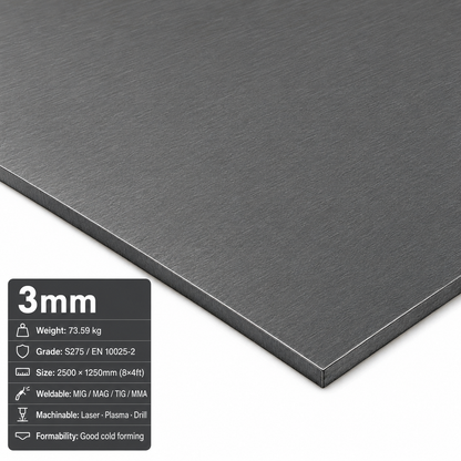 Mild Steel Sheet 2500 x 1250mm (8x4)- S275