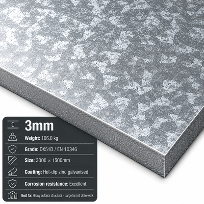 Galvanised steel sheet 3000 x 1500mm DX51D zinc-coated large format - view 4