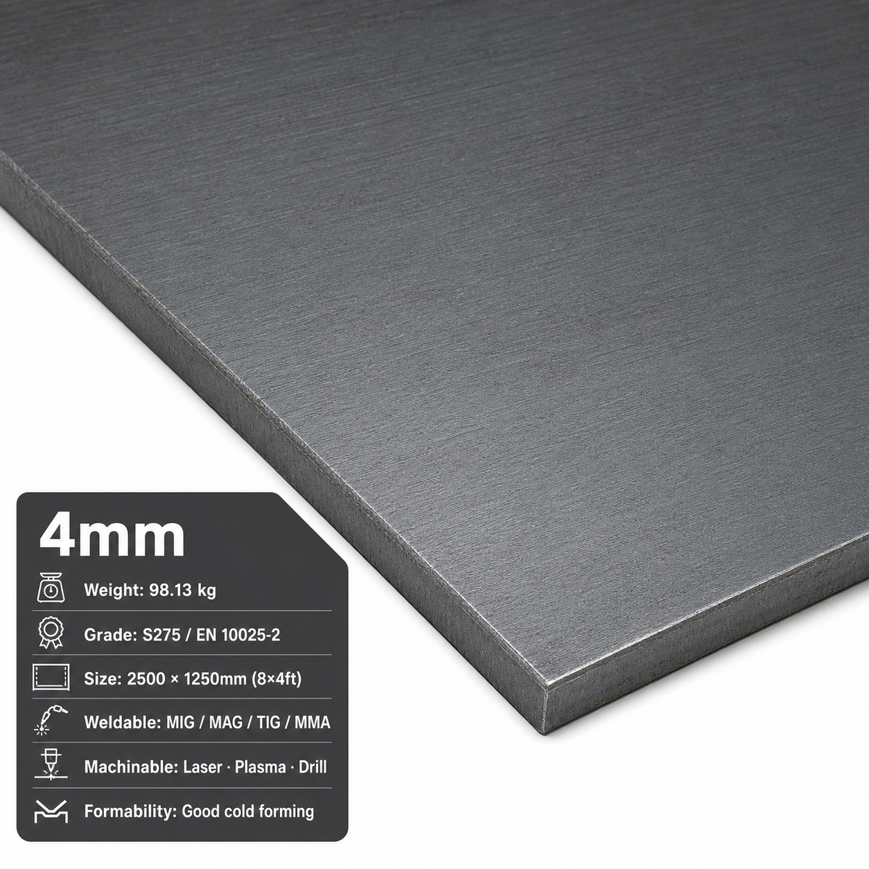 Mild Steel Sheet 2500 x 1250mm (8x4)- S275
