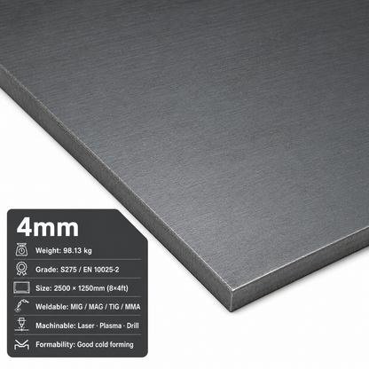 Mild Steel Sheet 2500 x 1250mm (8x4)- S275