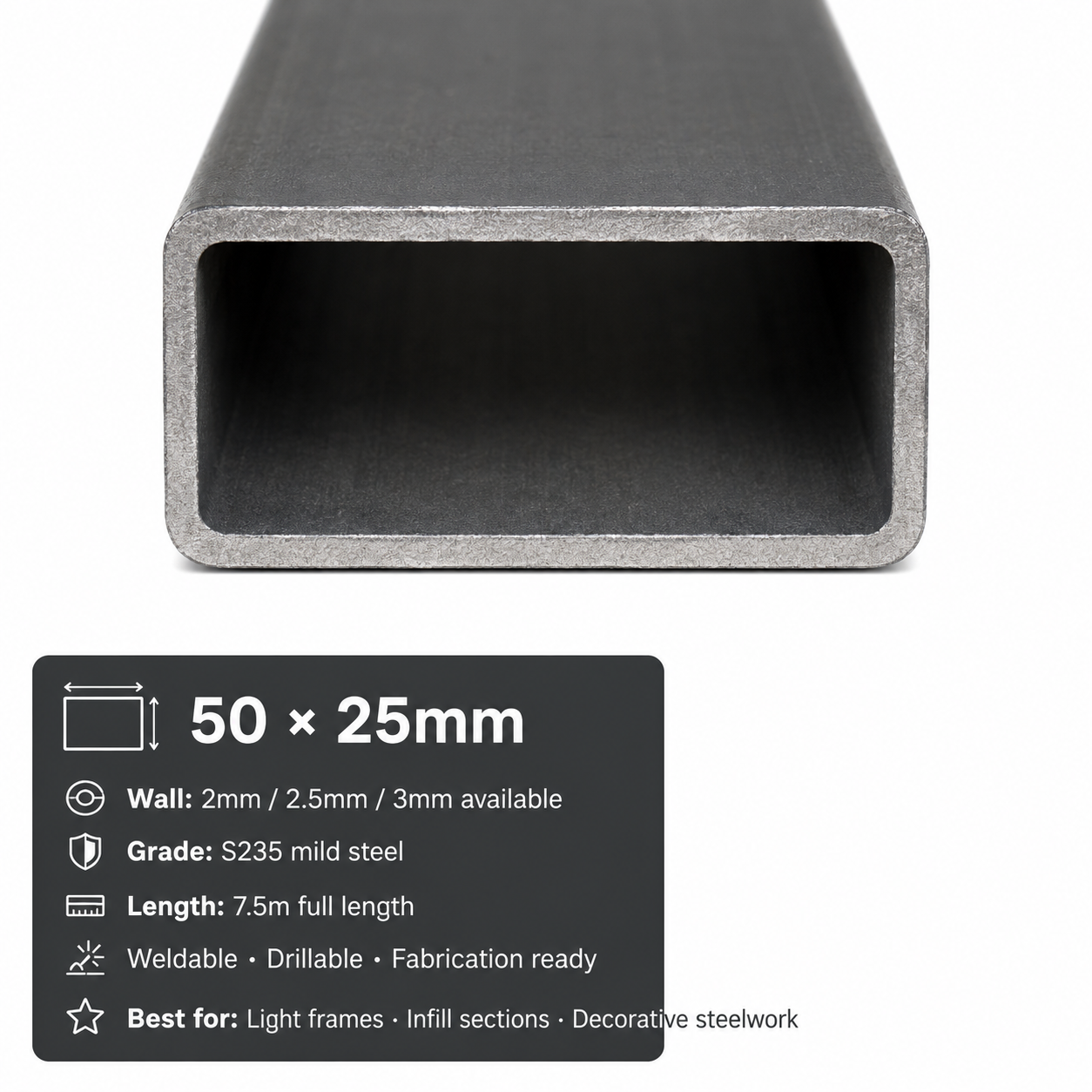 Mild Steel Rectangular Hollow Section 7.5m – S235 RHS