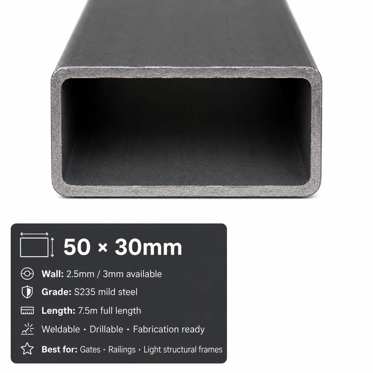 Mild Steel Rectangular Hollow Section 7.5m – S235 RHS