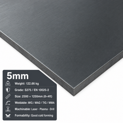 Mild Steel Sheet 2500 x 1250mm (8x4)- S275