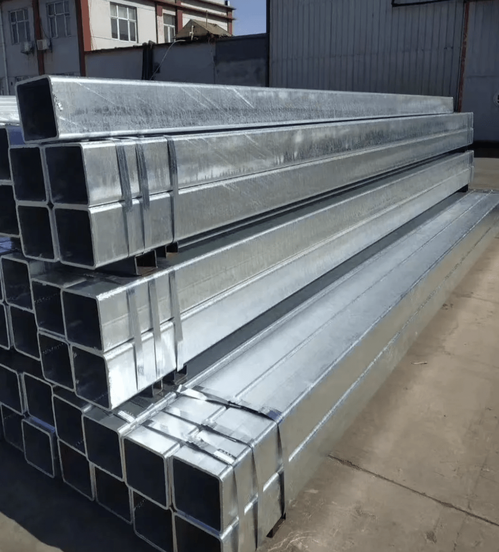 6063 T6 aluminium box section cut end showing hollow profile