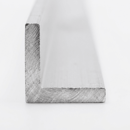 Aluminium equal angle cut end showing two equal legs