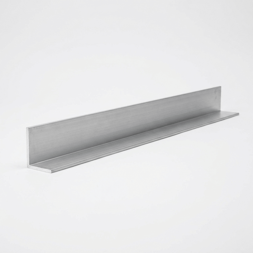 Close-up of aluminium equal angle mill finish corner