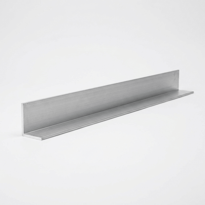Close-up of aluminium equal angle mill finish corner