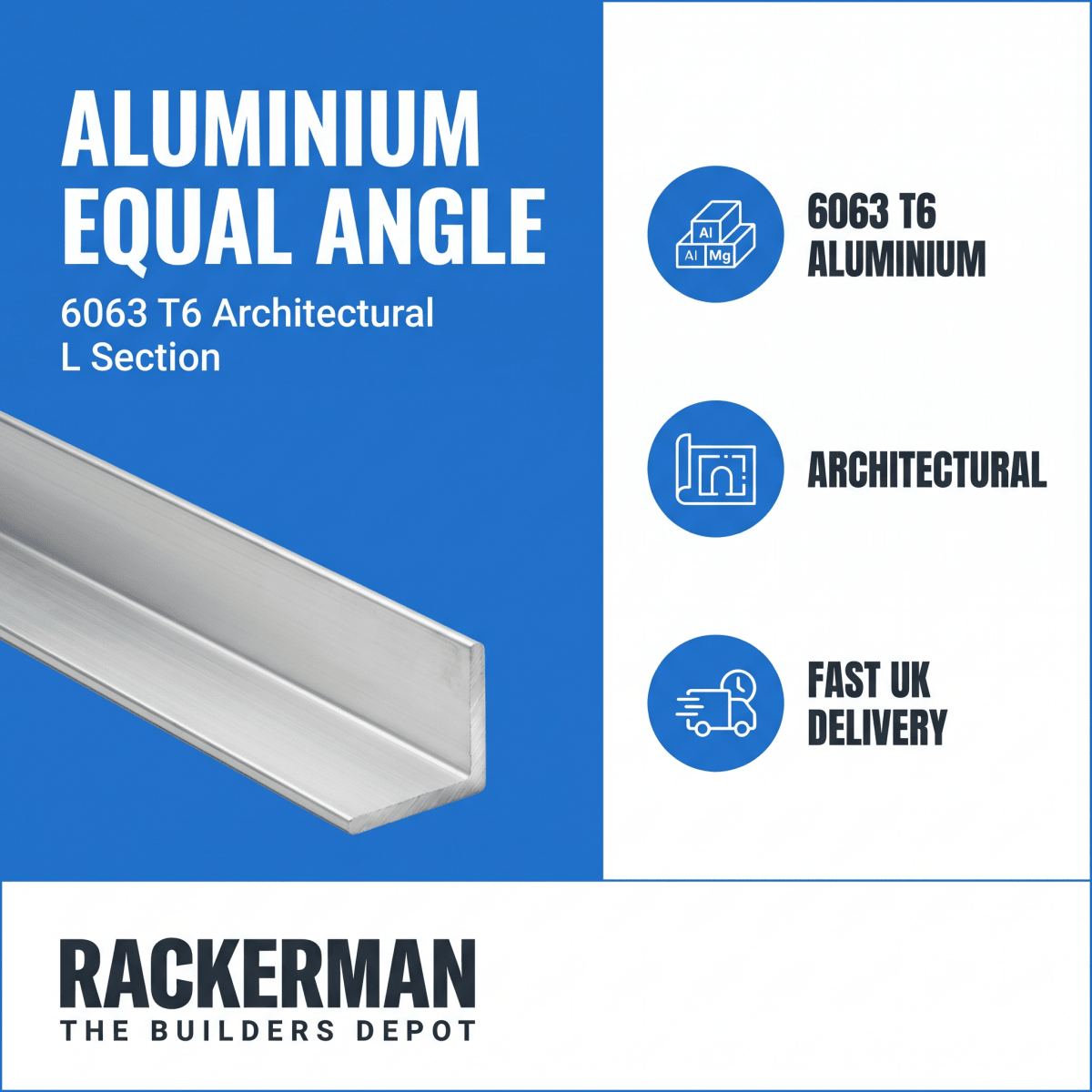 Bundle of 6063 aluminium equal angle 5m lengths