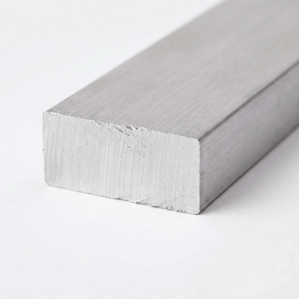 Aluminium flat bar cut end and thickness detail