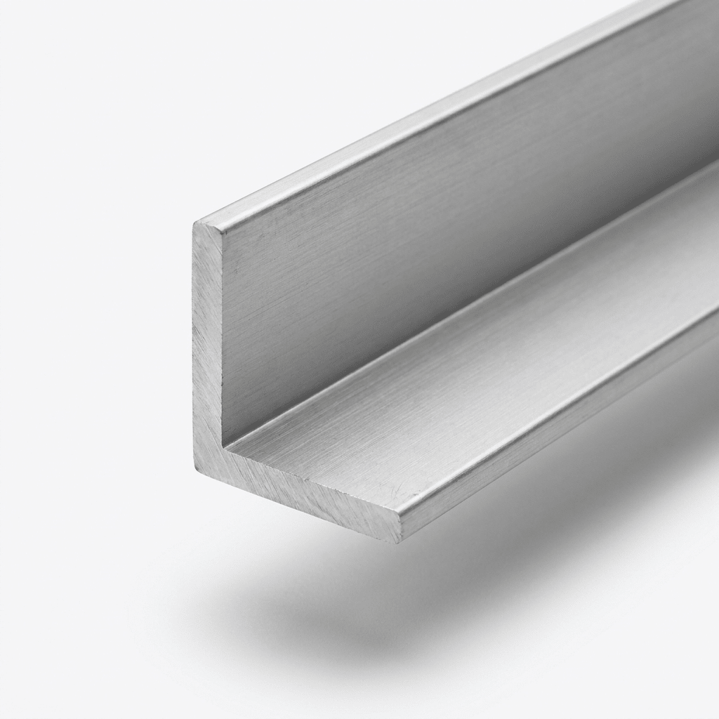Aluminium unequal angle mill finish surface detail