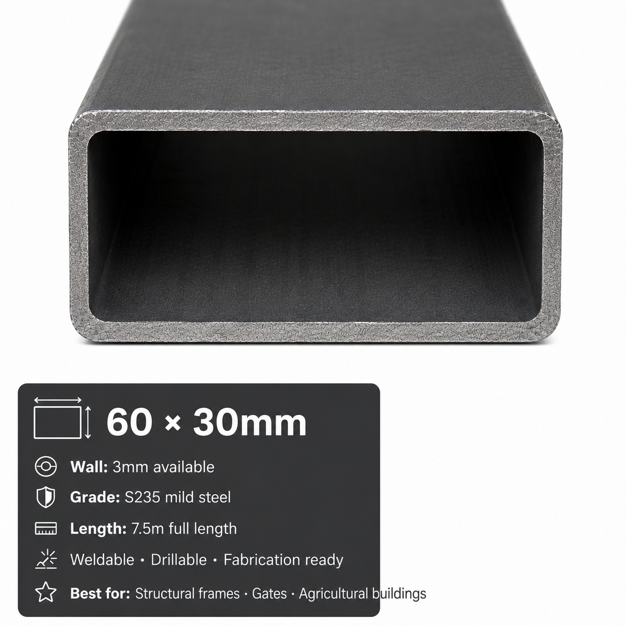 Mild Steel Rectangular Hollow Section 7.5m – S235 RHS