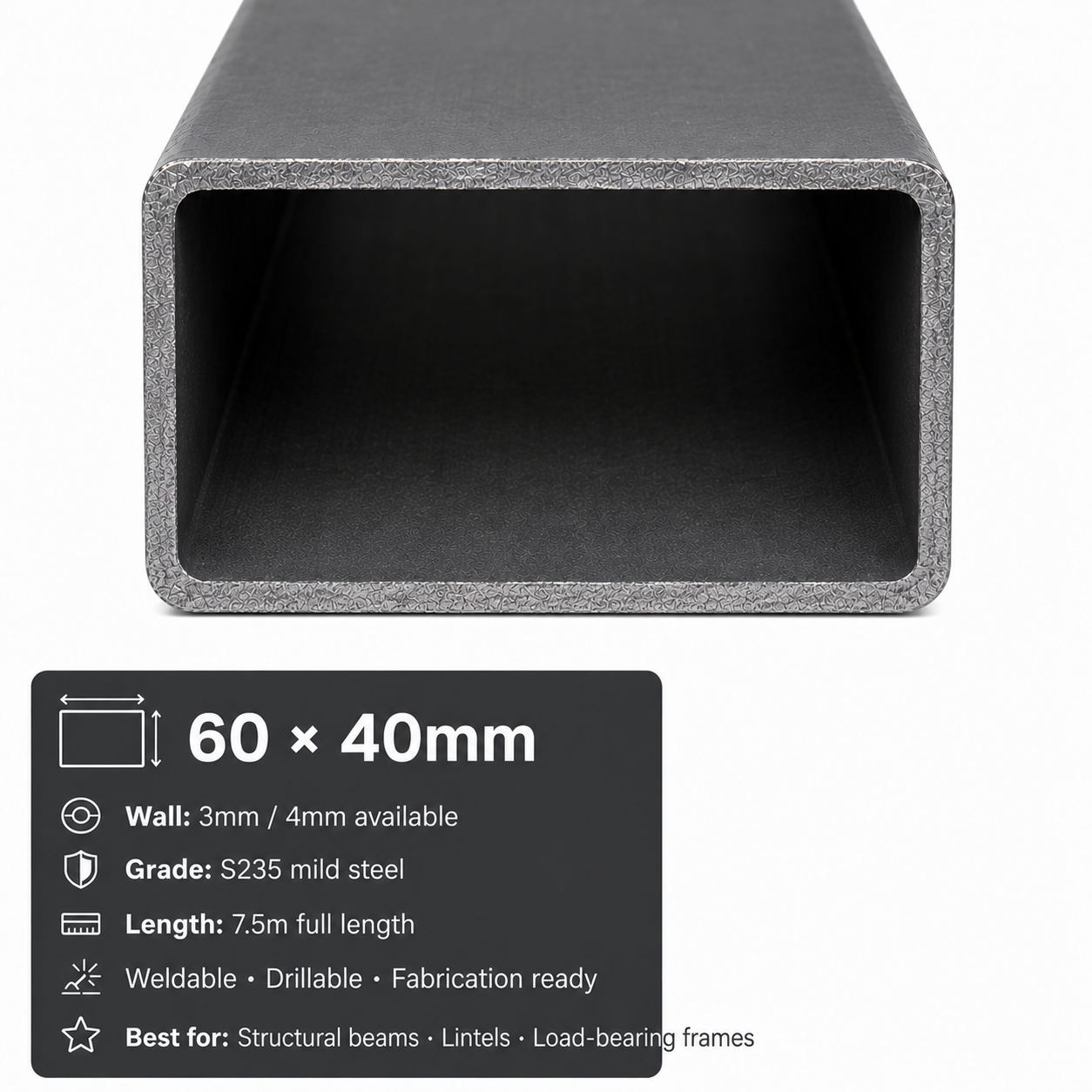 Mild Steel Rectangular Hollow Section 7.5m – S235 RHS