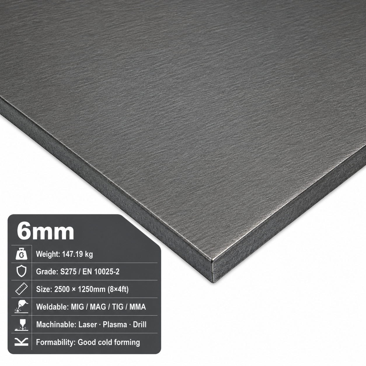 Mild Steel Sheet 2500 x 1250mm (8x4)- S275