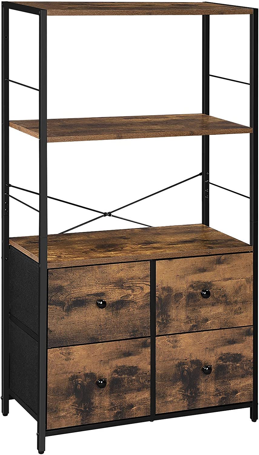Storage Cabinet, Storage Rack with Fabric Drawers and Shelves,