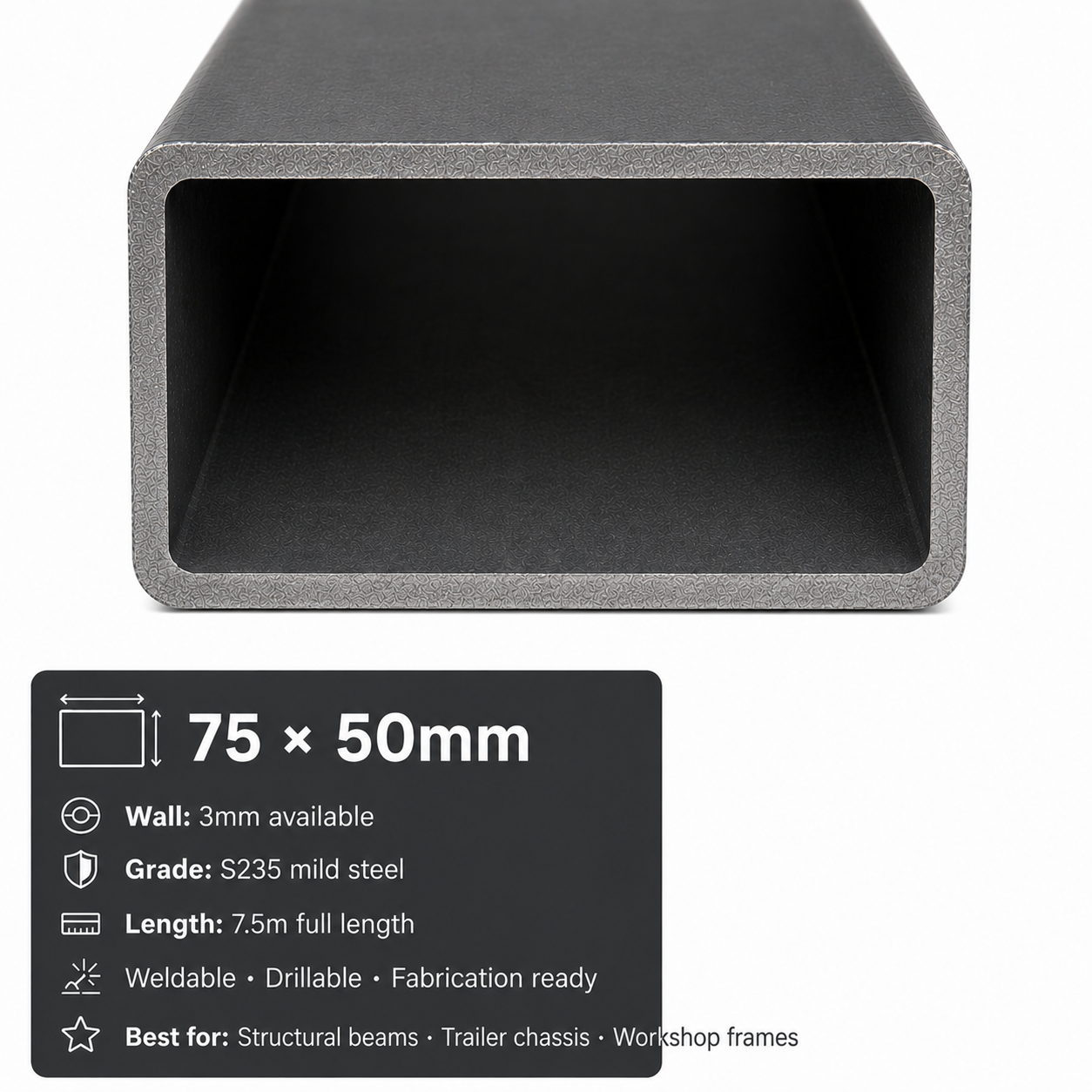 Mild Steel Rectangular Hollow Section 7.5m – S235 RHS