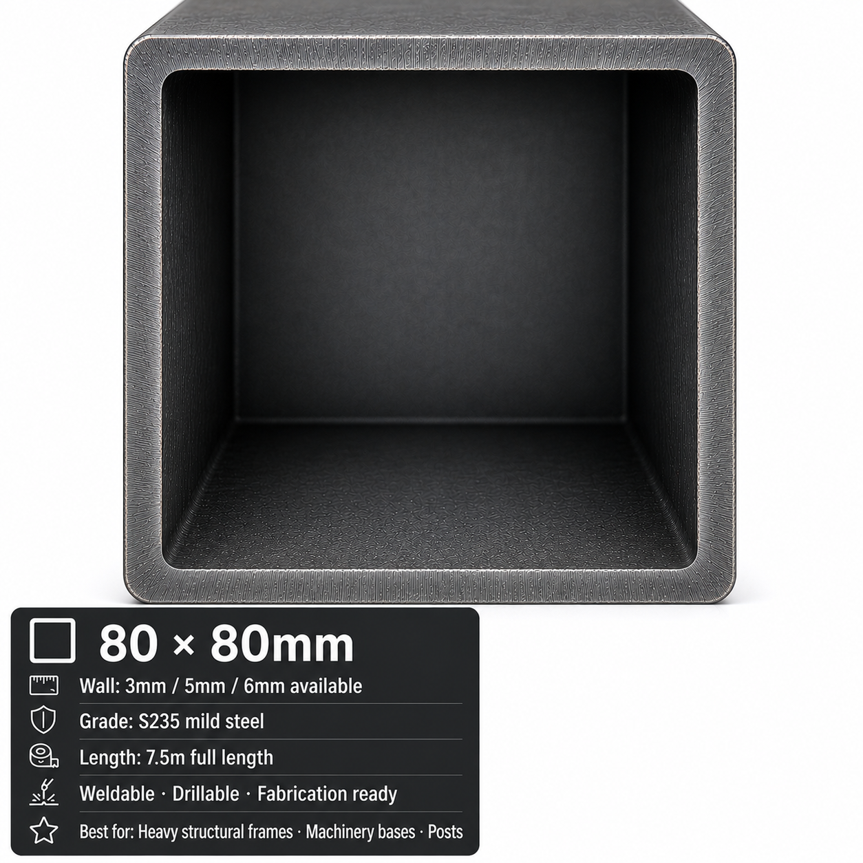 Mild Steel Box Section 7.5m – S235 Square Hollow Section