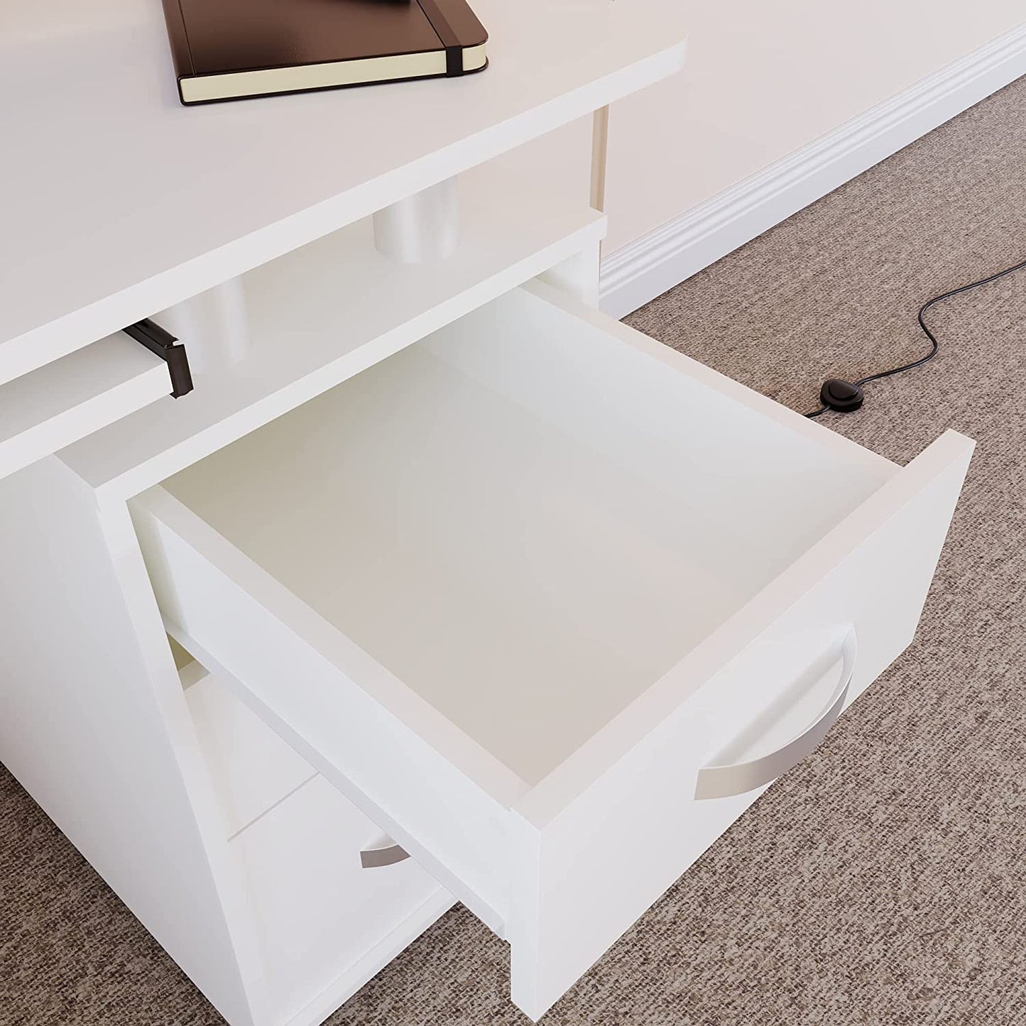Computer Desk - Workstation with Shelves and 3 Drawers,