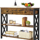 Industrial Console Table with Drawer Metal Frame