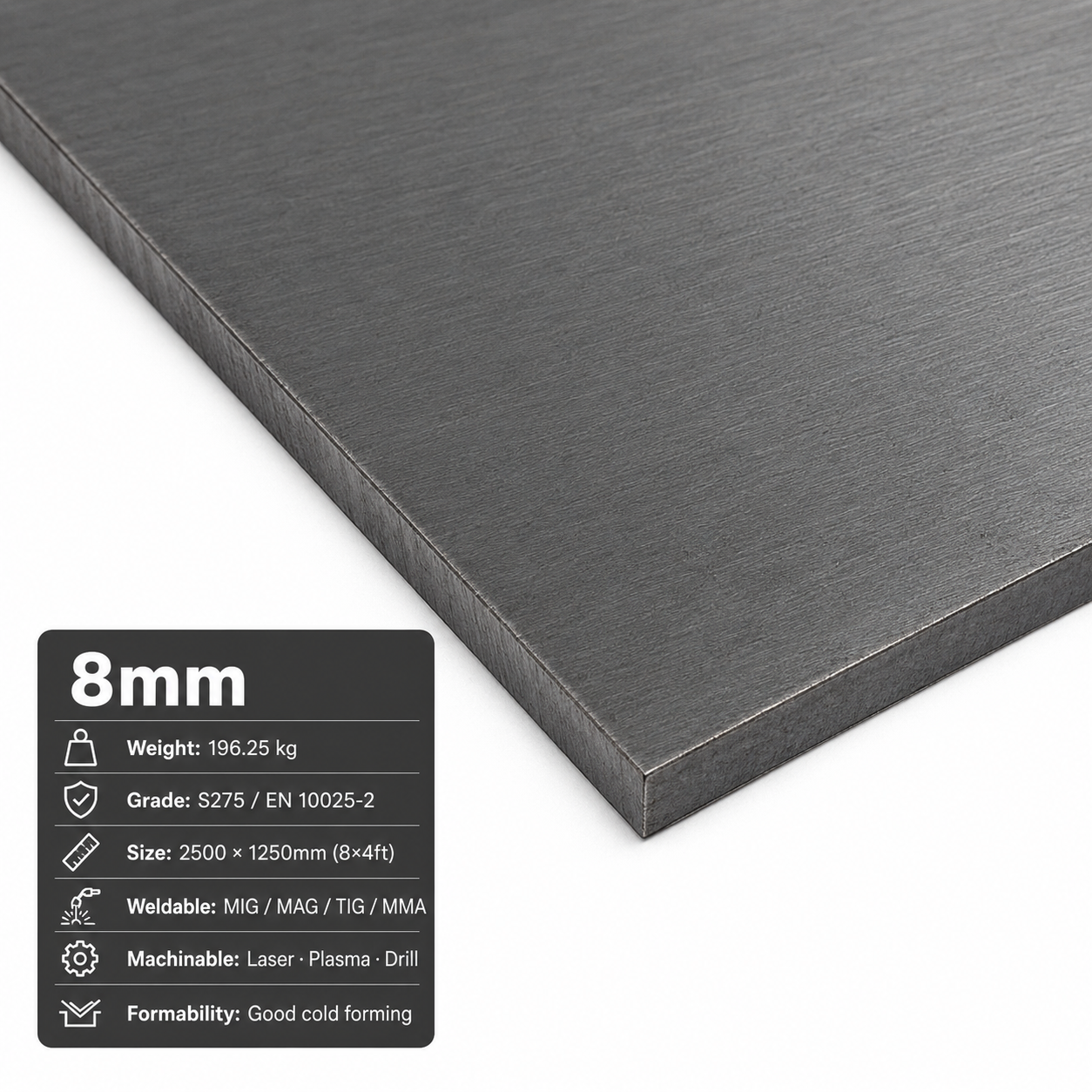 Mild Steel Sheet 2500 x 1250mm (8x4)- S275
