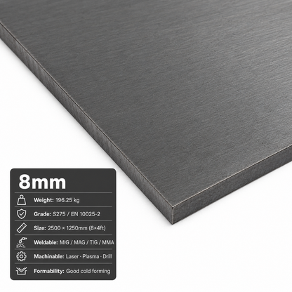 Mild Steel Sheet 2500 x 1250mm (8x4)- S275