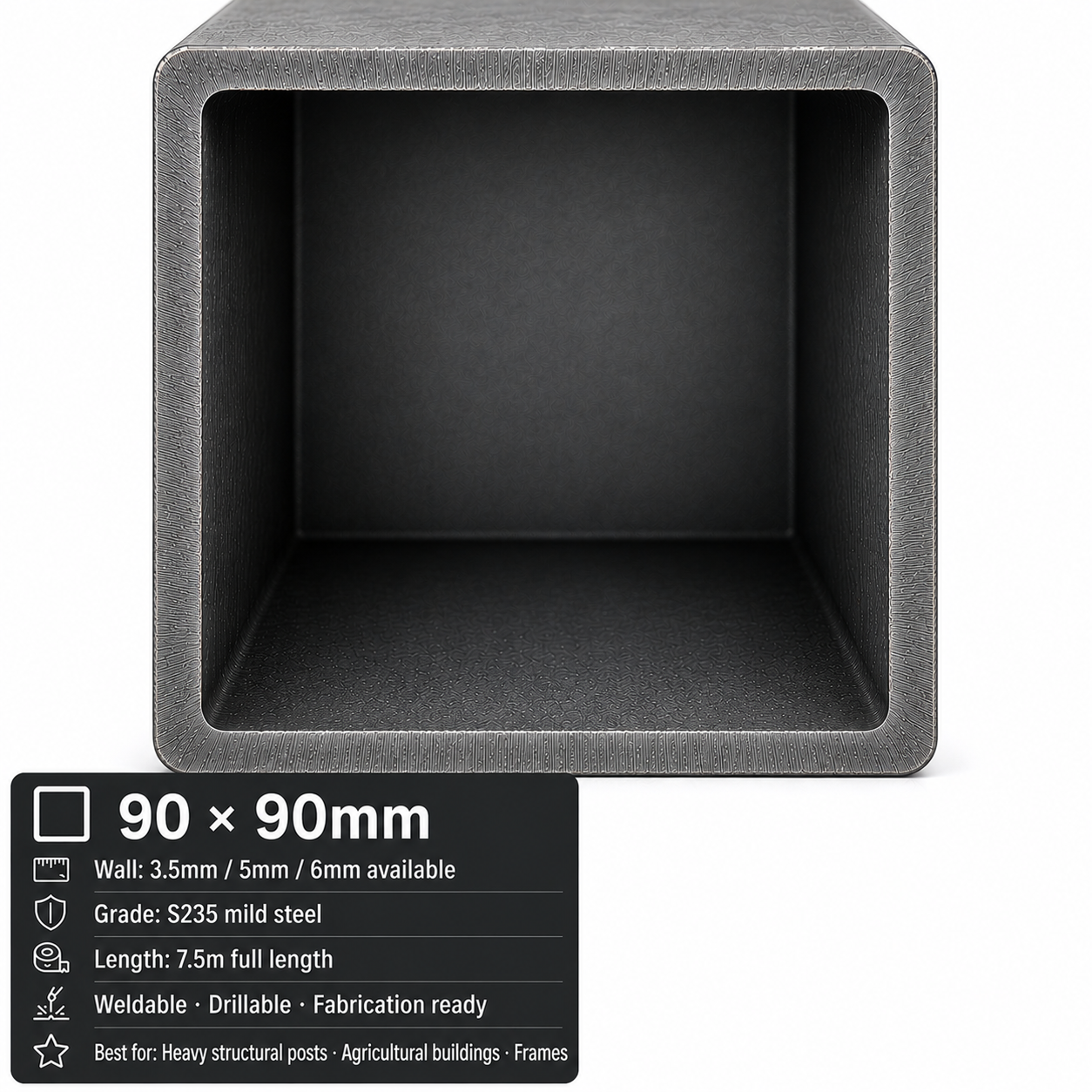 Mild Steel Box Section 7.5m – S235 Square Hollow Section