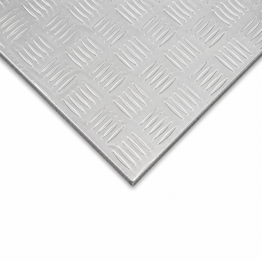 Aluminium chequer plate 2m x 1m (2000 x 1000mm) - 5754 five-bar tread plate, 1.5mm to 6mm