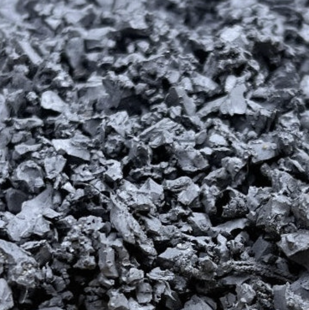 Close-up of slate grey playground rubber chippings