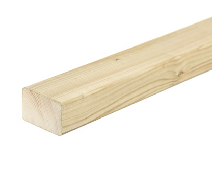 3x2 sawn treated timber length, 47 x 75mm pressure-treated softwood, on a white background