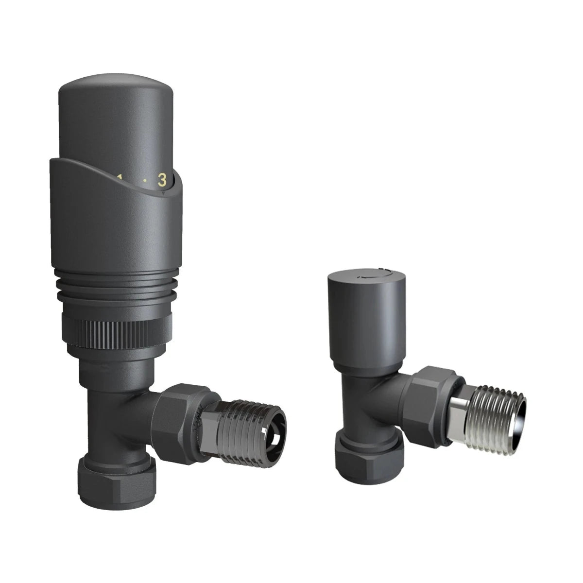 Angled Radiator Valves UK | Chrome Black Anthracite Manual & Thermostatic Pairs - Rackerman