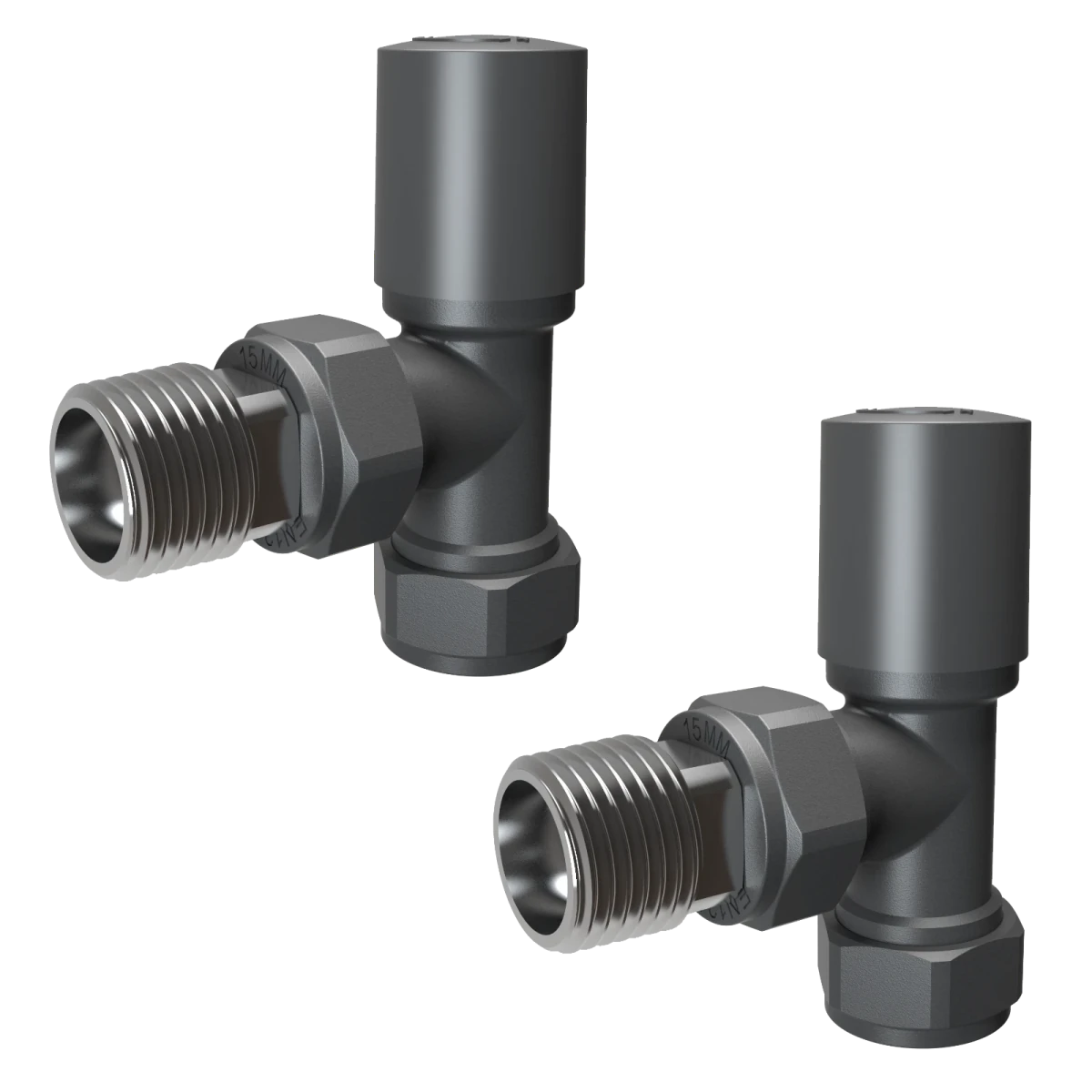 Angled Radiator Valves UK | Chrome Black Anthracite Manual & Thermostatic Pairs - Rackerman