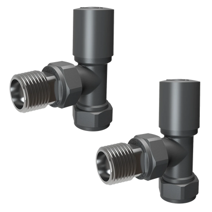 Angled Radiator Valves UK | Chrome Black Anthracite Manual & Thermostatic Pairs - Rackerman