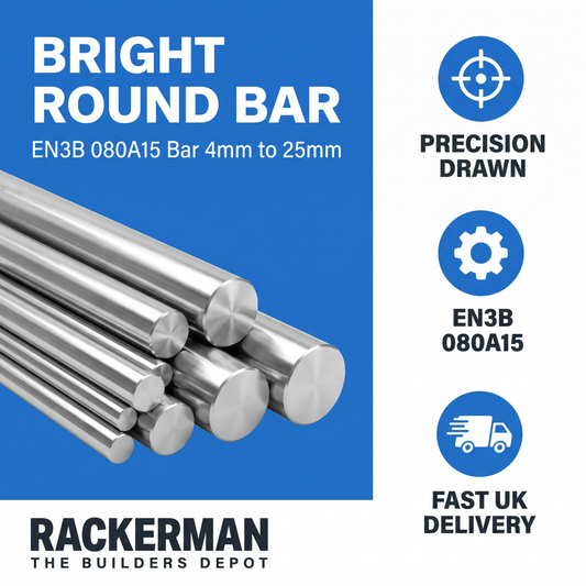 Bright Mild Steel Round Bar 3m - EN3B 080A15 Bar 4mm to 25mm - Rackerman