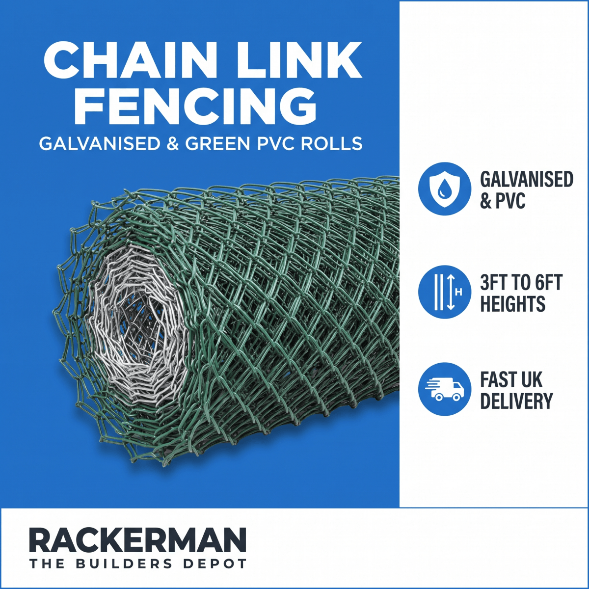 Chain Link Fencing — Galvanised & PVC Wire Mesh Rolls - Rackerman
