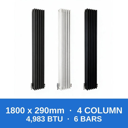 Column Radiators – Cast Iron Style 2, 3 & 4 Column Radiators in Anthracite, Black & White, Vertical & Horizontal - Rackerman