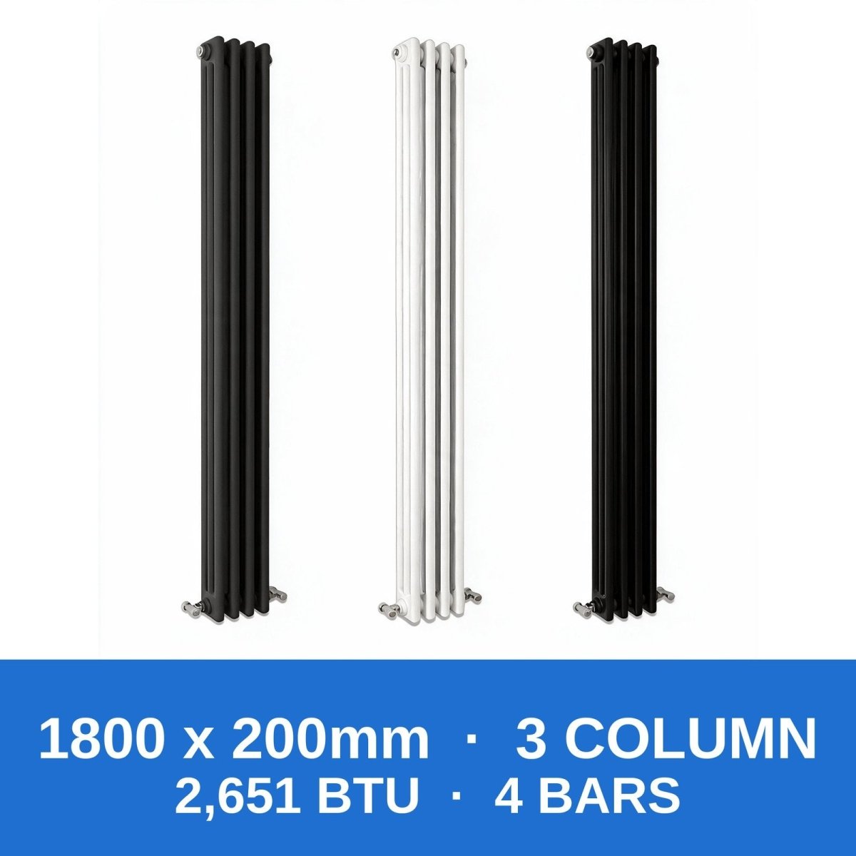 Column Radiators – Cast Iron Style 2, 3 & 4 Column Radiators in Anthracite, Black & White, Vertical & Horizontal - Rackerman