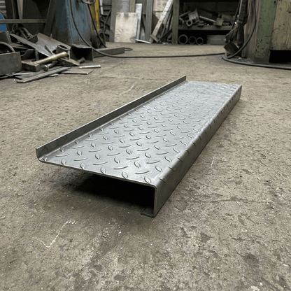 DDA Durbar Stair Treads – Pattern 1 Anti-Slip Checker Plate with 145mm Nosing - Rackerman