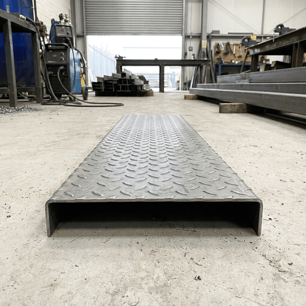 Durbar Stair Treads – Mild Steel Pattern 1 Anti-Slip Checker Plate S275 - Rackerman