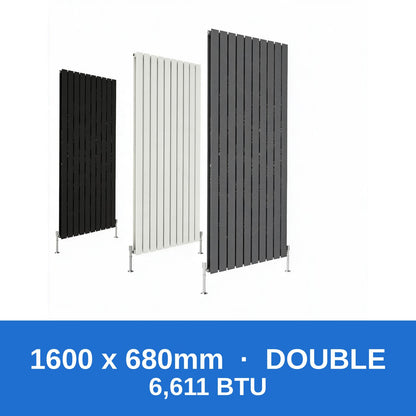 Flat panel radiator 1600 x 680mm double panel in black, white and anthracite grey - Rackerman