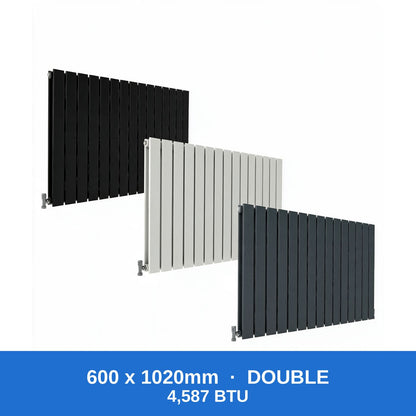 Flat panel radiator 600 x 1020mm double panel in black, white and anthracite grey - Rackerman