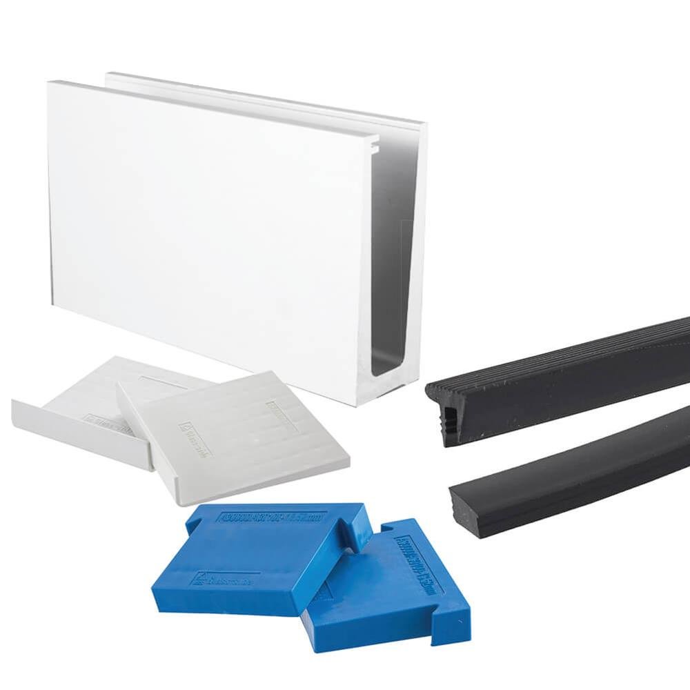 Frameless Glass Balustrade Raw Kit - 2.5m - Mill Finish Base Fix - Rackerman