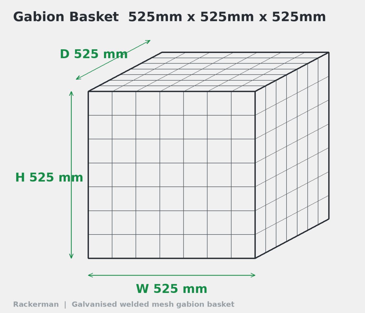GALFAN Gabion Baskets — Zinc-Aluminium Stone Cages, 10G, 525mm to 2m+ - Rackerman